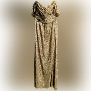 Amsale Latte Sequin Off the Shoulder Dress size 12